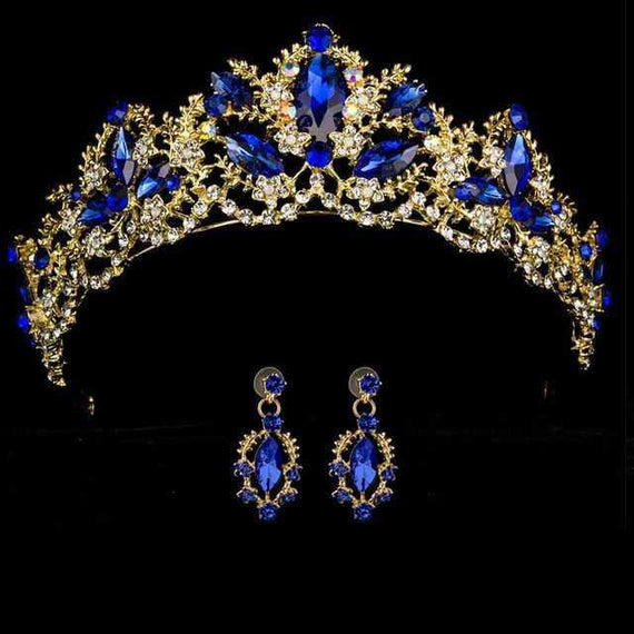 Wedding bridal crown with luxury earring rhinestone headband