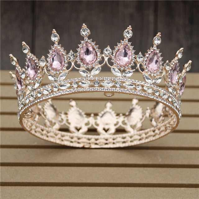 Women's Pink Crystal Rose Gold Flower Wedding Crown  Tiaras and Crowns