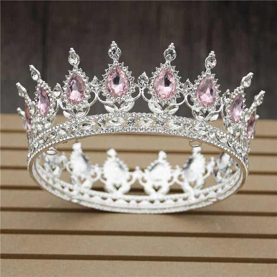 Women's Pink Crystal Rose Gold Flower Wedding Crown  Tiaras and Crowns