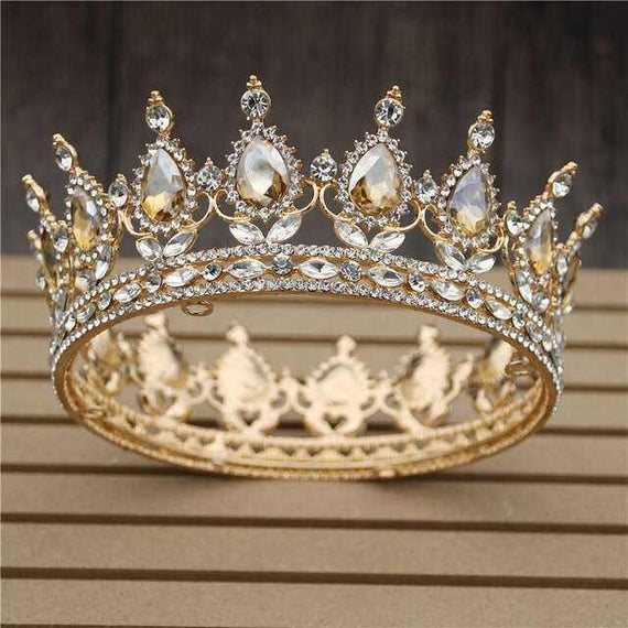 Women's Pink Crystal Rose Gold Flower Wedding Crown  Tiaras and Crowns