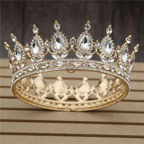 Women's Pink Crystal Rose Gold Flower Wedding Crown  Tiaras and Crowns