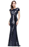 Women's Sequins Prom Long Rose Gold  Bridesmaid Dresses