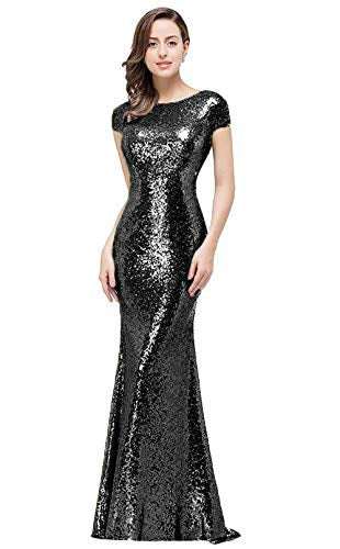 Women's Sequins Prom Long Rose Gold  Bridesmaid Dresses
