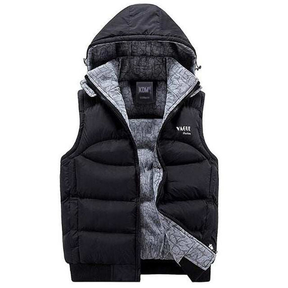 Men's Fashion Hooded Cotton-Padded Vest Thickening Waistcoat