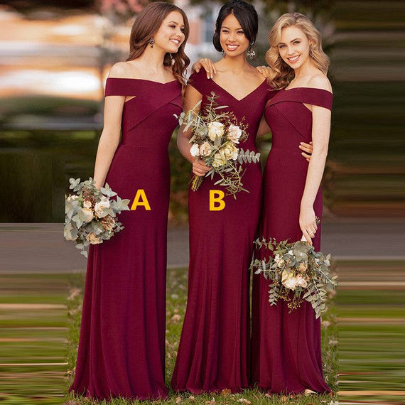 Mermaid Bridesmaid Dresses Long Dress Wedding Party V-Neck Robe Dresses
