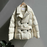 Thick Winter Autumn Elegant Woman's Lapel Cotton Coat