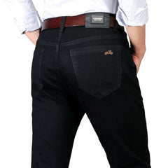 Men's Black Jeans Business Fashion Classic Style Elastic Slim Straight Trousers - Acapparelstore