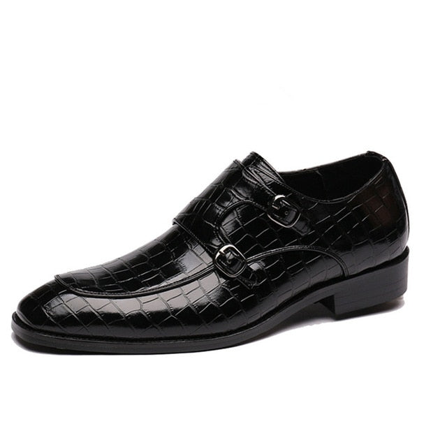 Men's High-Quality Square Toe Formal Dress Leather Shoes Italian Loafers Brogue Shoe