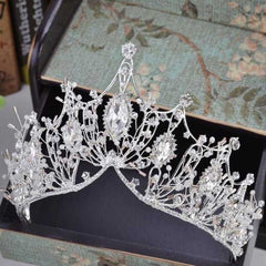 Elegant Big Baroque Handmade Crystal Wedding Crowns Bridal Hair Accessories