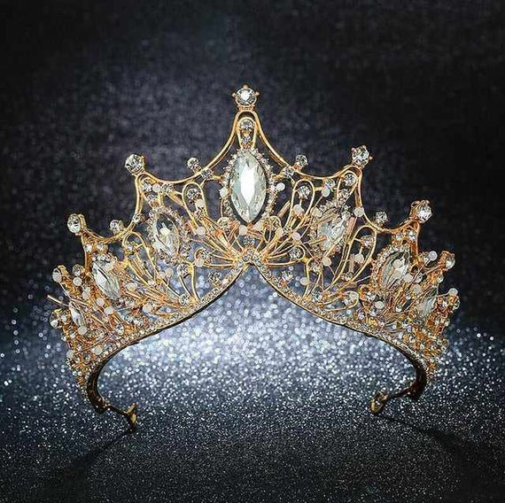 Elegant Big Baroque Handmade Crystal Wedding Crowns Bridal Hair Accessories