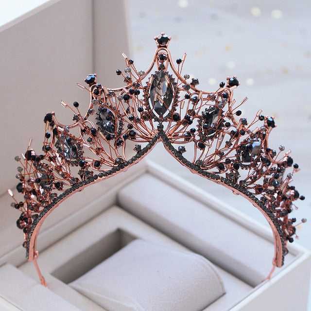 Elegant Big Baroque Handmade Crystal Wedding Crowns Bridal Hair Accessories