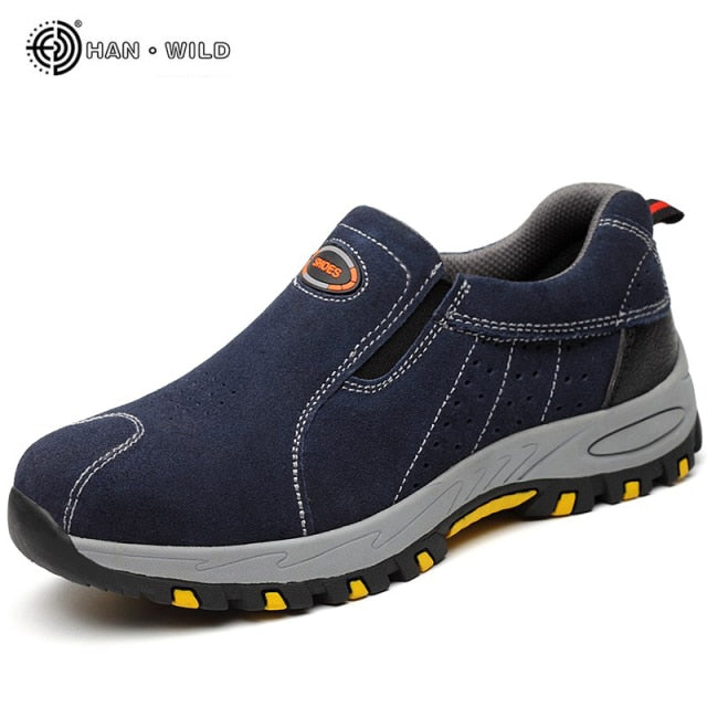 Steel Toe Safety Work Shoes Men Fashion Summer Breathable Slip On Casual Boots