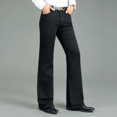 Men's Winter Thick Horned Jeans Warm Thicken Plus Velvet Flare Pants
