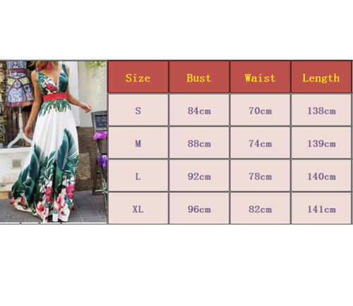 Women's Summer Holiday Floral Beach Boho Maxi V Neck Dress