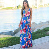 Elegant Long Sexy Beach Dress Women New High Waist Sleeveless V Neck Dress