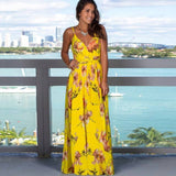 Elegant Long Sexy Beach Dress Women New High Waist Sleeveless V Neck Dress