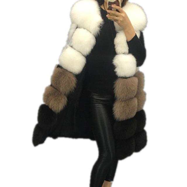 Elegant Women's Fashion Winter fur vest coat Warm long fur vests
