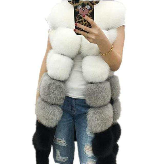 Elegant Women's Fashion Winter fur vest coat Warm long fur vests