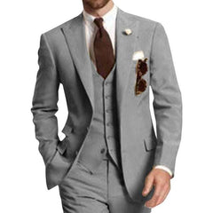 Beige Three Piece Business Party Best Men Suits Peaked Lapel Two Button Suit - Acapparelstore