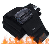Men's Fashion Winter Jeans Black Color Slim Fit Stretch Thick Pants