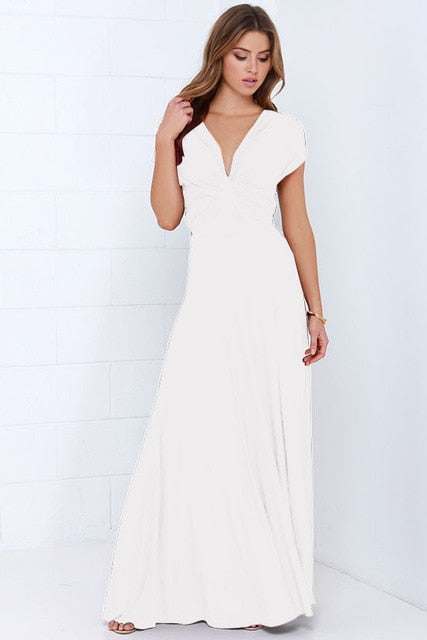 Women's Multiway Wrap Convertible Dress Boho Maxi Club Red Dress