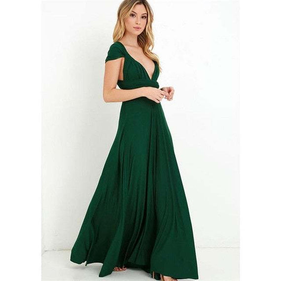 Women's Multiway Wrap Convertible Dress Boho Maxi Club Red Dress