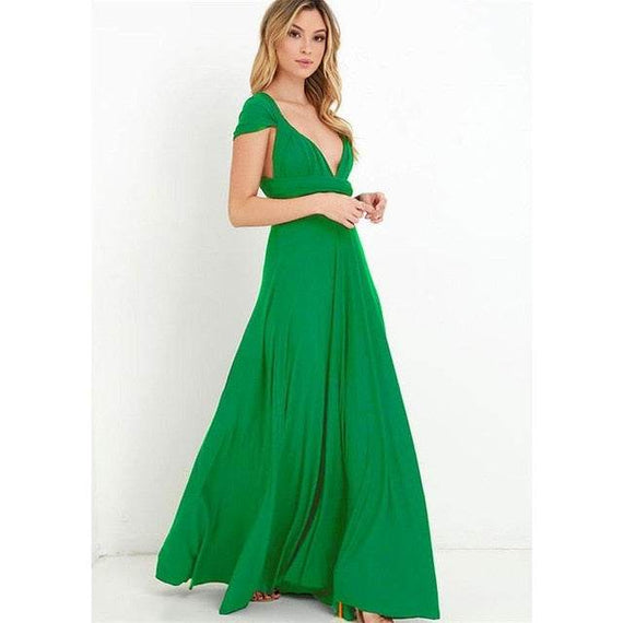 Women's Multiway Wrap Convertible Dress Boho Maxi Club Red Dress