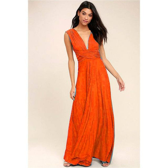 Women's Multiway Wrap Convertible Dress Boho Maxi Club Red Dress