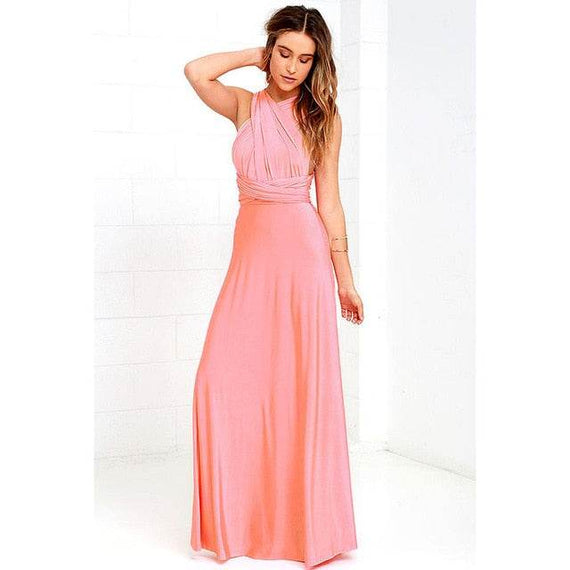 Women's Multiway Wrap Convertible Dress Boho Maxi Club Red Dress
