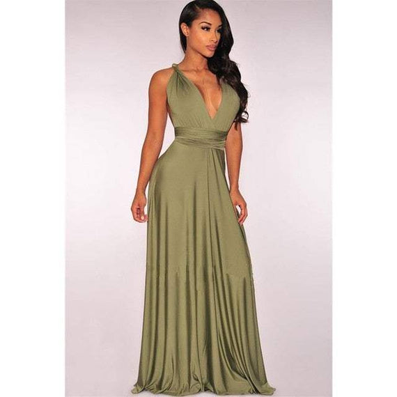 Women's Multiway Wrap Convertible Dress Boho Maxi Club Red Dress