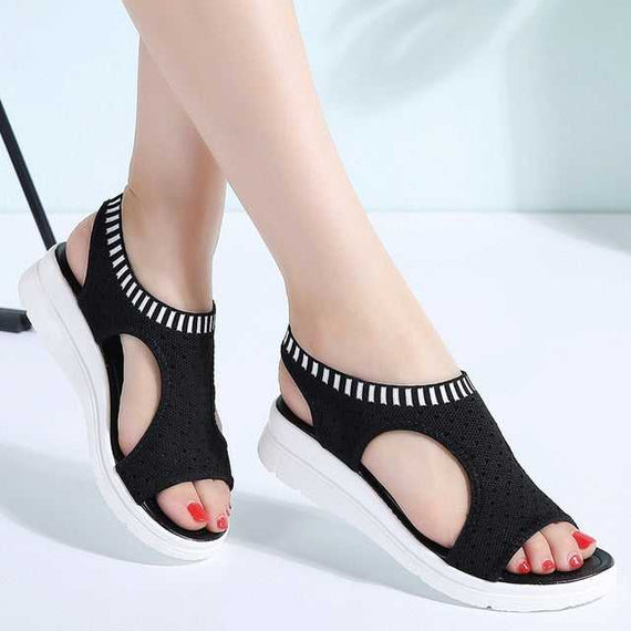 New Woman Summer Wedge Comfortable Sandals Ladies Slip-on Flat Sandals