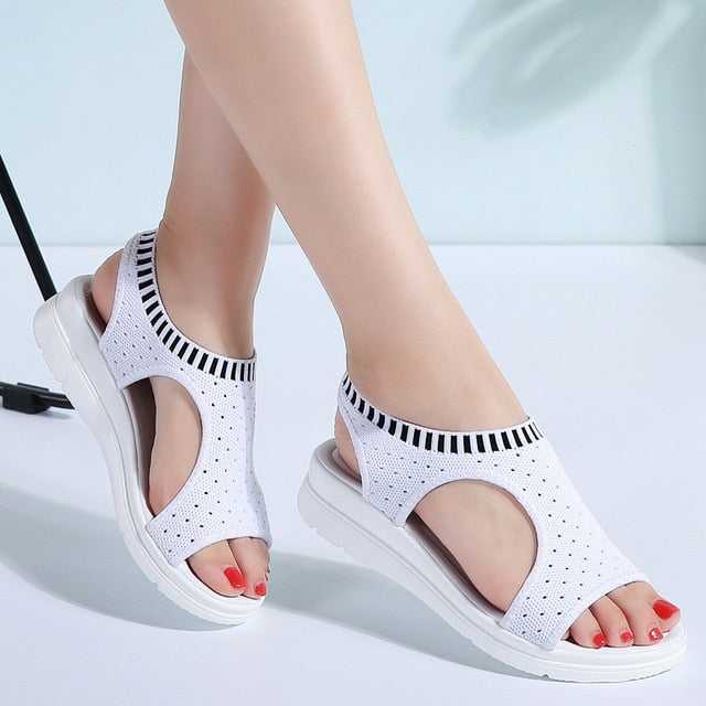 New Woman Summer Wedge Comfortable Sandals Ladies Slip-on Flat Sandals