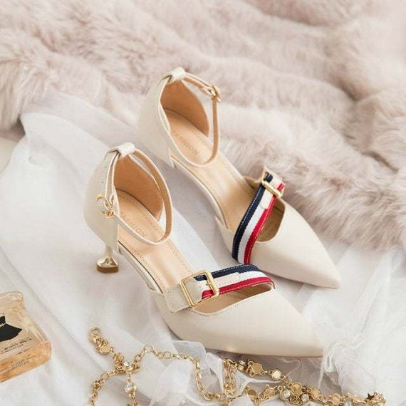 Fashion Pointed Shallow Mouth Buckle High Heels Sexy Comfortable shoes