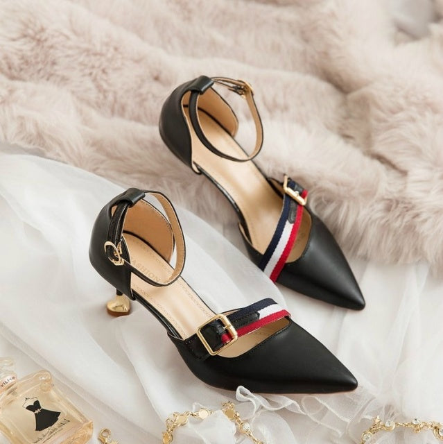 Fashion Pointed Shallow Mouth Buckle High Heels Sexy Comfortable shoes
