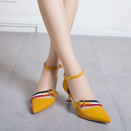 Fashion Pointed Shallow Mouth Buckle High Heels Sexy Comfortable shoes