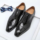 Men's Genuine Wingtip Leather Shoes Oxford Lace-Up Shoes