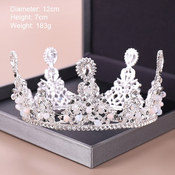 Fashion Silver Color Tiaras Crowns Crystal Queen Princess Diadem Bridal Crown - Acapparelstore