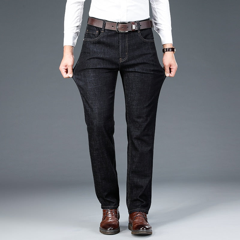Men's Jeans Autumn Winter New Classic Style Blue Black Straight Jeans - Acapparelstore