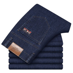 Men's Jeans Autumn Winter New Classic Style Blue Black Straight Jeans