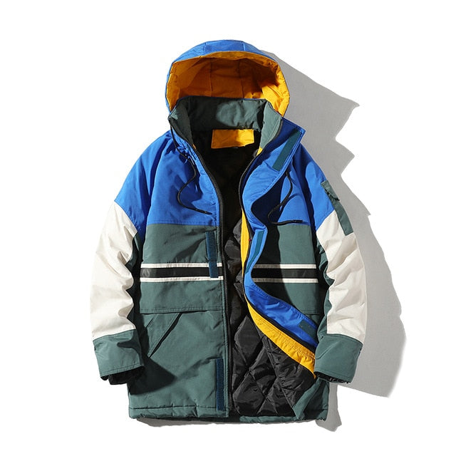 Unisex Warm Hooded Winter Jackets Wild Patchwork Multi-Pocket Coats - Acapparelstore