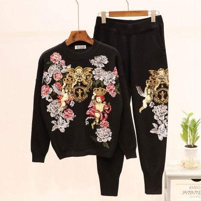 Women's Elegant Autumn Winter Harem Tops Pants Loose Outfit