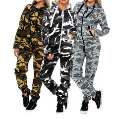 Women's Two Piece Set Fashion Camouflage Autumn Tracksuit Tops and Pants - Acapparelstore