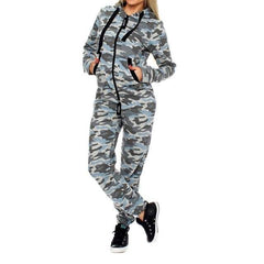 Women's Two Piece Set Fashion Camouflage Autumn Tracksuit Tops and Pants - Acapparelstore