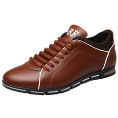 Men's Fashion Solid Leather Shoes Business Sport Flat Round Toe Shoes - Acapparelstore