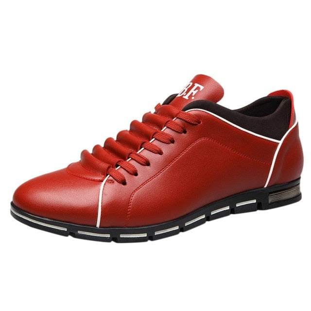 Men's Fashion Solid Leather Shoes Business Sport Flat Round Toe Shoes - Acapparelstore