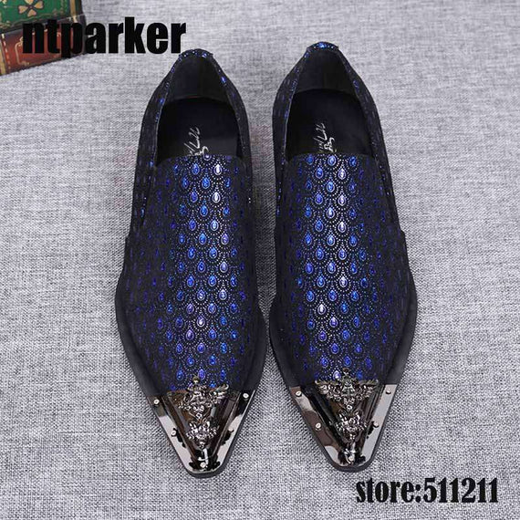 Men's Western Fashion Shoes Pointed Metal Toe Dress Shoes