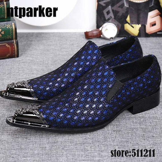 Men's Western Fashion Shoes Pointed Metal Toe Dress Shoes