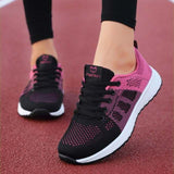 Women's Breathable Walking Shoes Flats Casual Lace-Up Mesh Light Sneakers