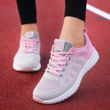 Women's Breathable Walking Shoes Flats Casual Lace-Up Mesh Light Sneakers