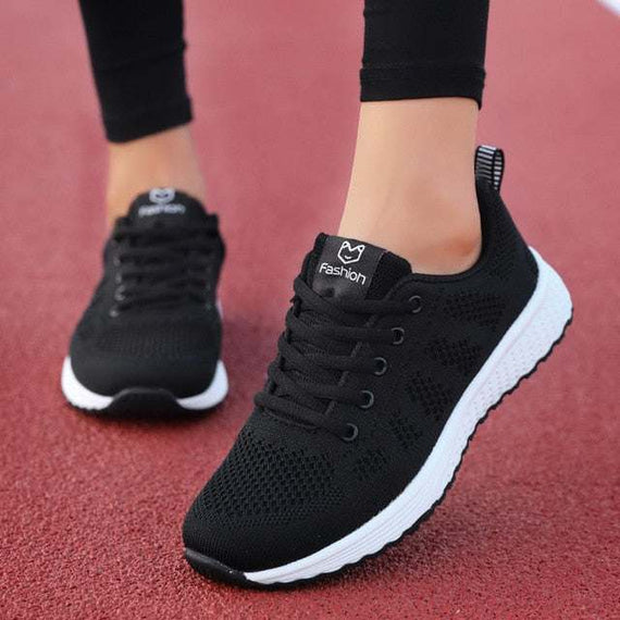 Women's Breathable Walking Shoes Flats Casual Lace-Up Mesh Light Sneakers